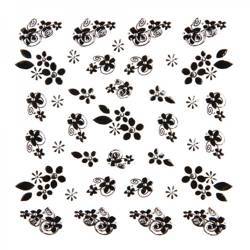 Adhesive Nail Art Decals - Zircon Black Flowers