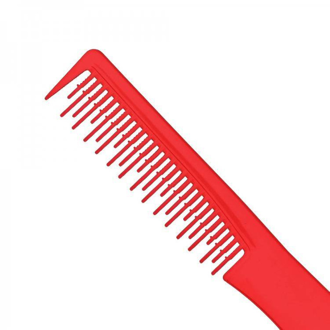 Hair comb with plastic fork - red