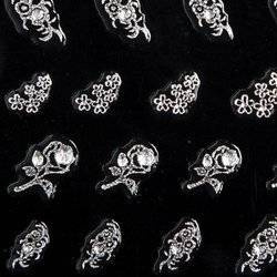 Nail stickers silver flowers with zircons