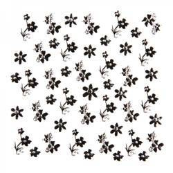 Nail stickers silver flowers with zircons