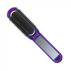 Folding hairbrush with mirror