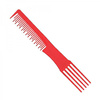 Hair comb with plastic fork - red